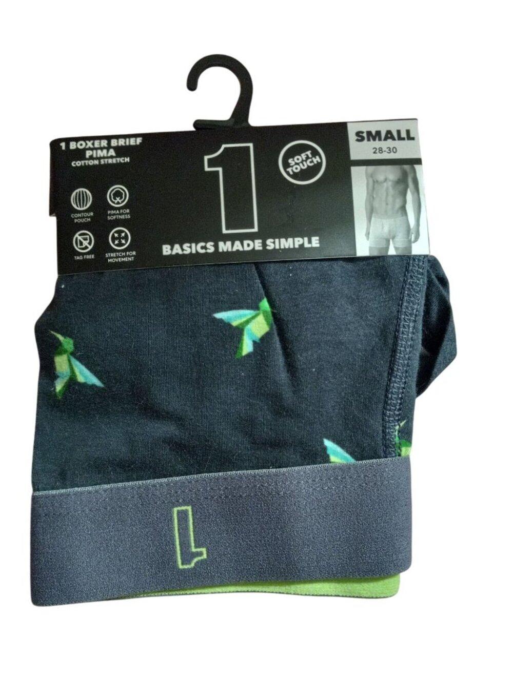Mens S Boxer Briefs Waist Size 28-30 Pima Cotton Stretch Contour Pouch NEW